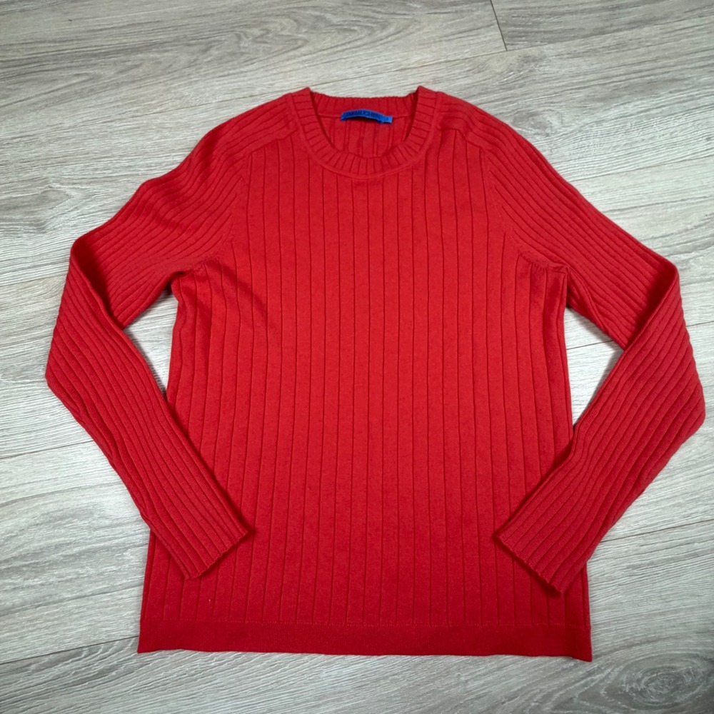 J. McLaughlin Red Merino Wool Cashmere Ribbed Crew Neck Sweater Women's‎ Small